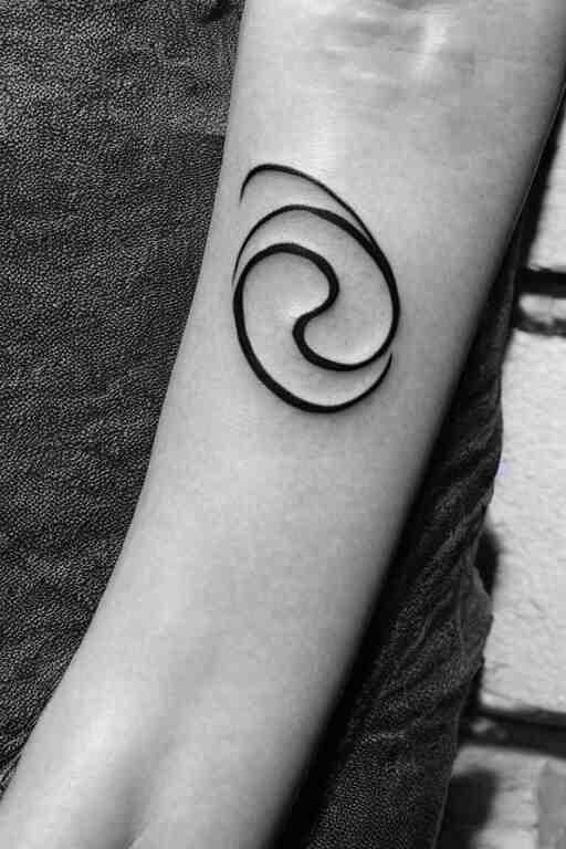 a simple tattoo design of birds flying in a 8 spiral, black ink, logo 