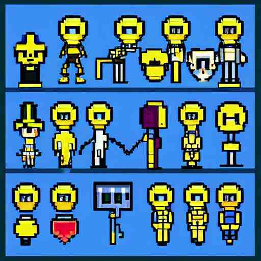 “ pixel art designs of new undertale characters. ” 