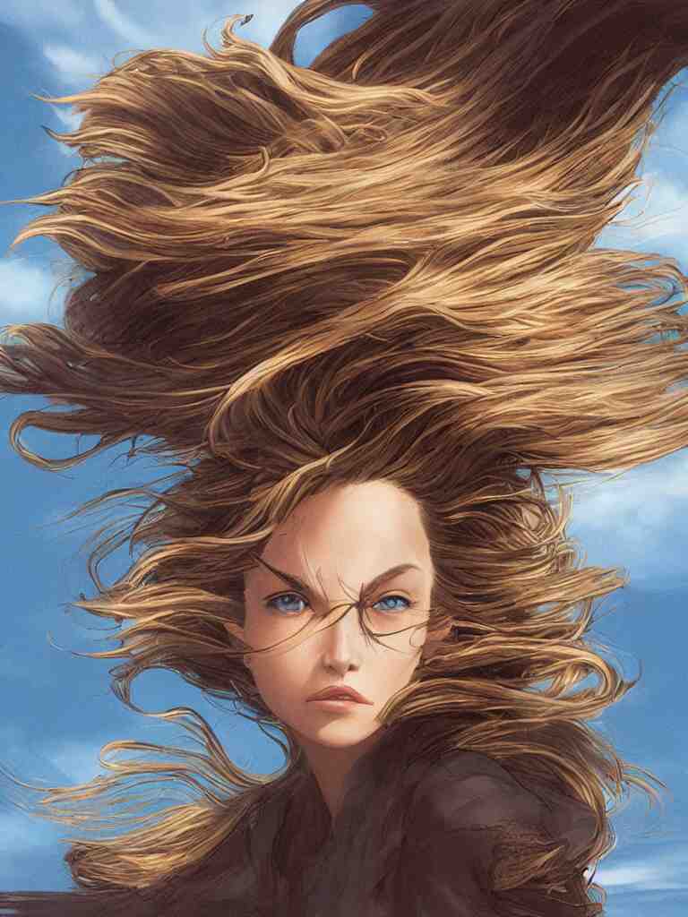 wind blown hair by disney concept artists, blunt borders, rule of thirds 