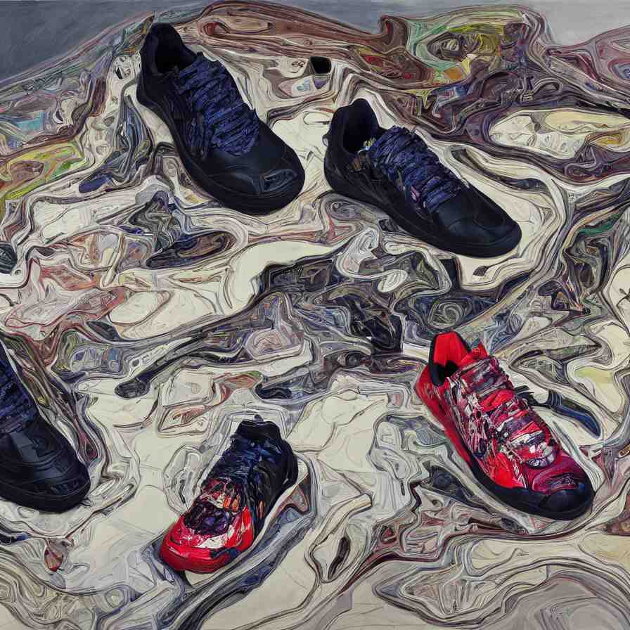 futuristic balenciaga sneakers, nft art, highly detailed, hyper realistic, art by todd mcfarlane, by ( ( ( lucian freud ) ) ) and gregory crewdson and francis bacon 