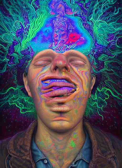 portrait ultra dimensional entity, accidentally tripping on dmt and acid, psychedelic experience, overwhelming psychosis of self realization and burning awakening, ultra high definition, unreal engine 5, hyperrealism, masterpiece composition, by casey weldon, barclay shaw 