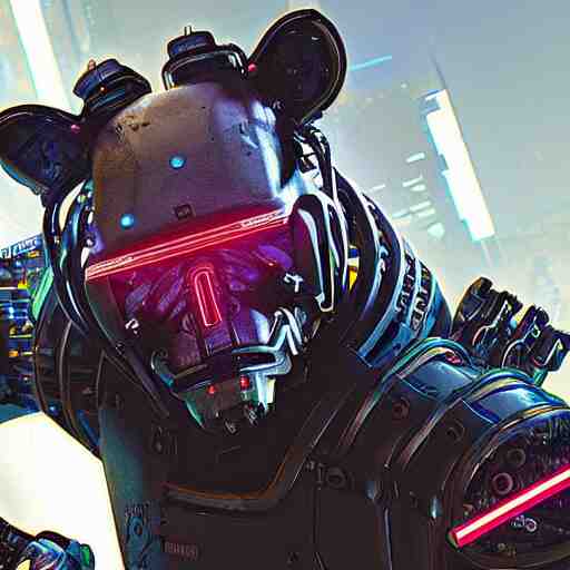 cybernetically enhanced cyborg hyena, realistic cyberpunk 2 0 7 7 concept art 