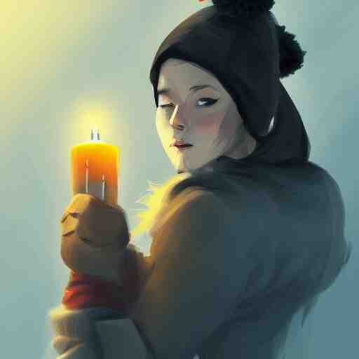 an adventurer wearing a black night cap with a pom pom at the end, holding a candle, portrait, d & d, science fiction, concept art, matte, sharp focus, illustration, concept art, jason chan 