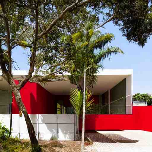 a modern red house in brazil, architecture 