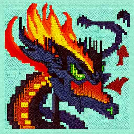 dragon spit fire, pixel art 8 x 8 size. 