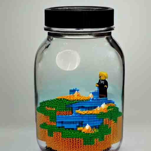 lego tsunami in a jar, hyper realistic, mega details, 