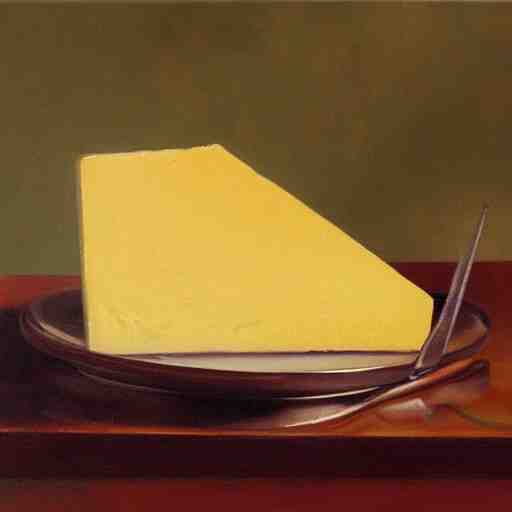 beautiful oil painting of gouda cheese 