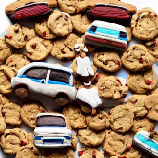 realistic car made of cookies 