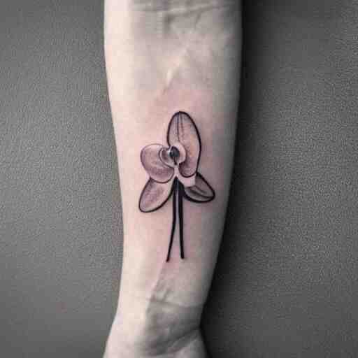 simple tattoo of an orchid sprouting from the earth